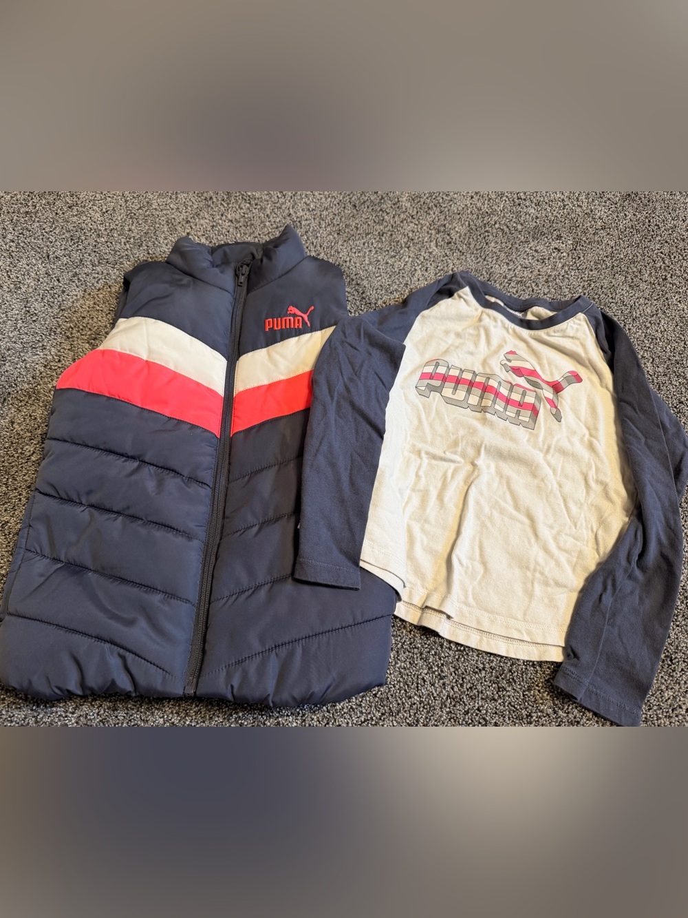 PUMA Girls 2-Piece Outfit Set Full Zip Vest & Long Sleeve Tee Size 6